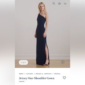 Lauren Ralph Lauren Midnight Blue Evening One Shoulder Gown